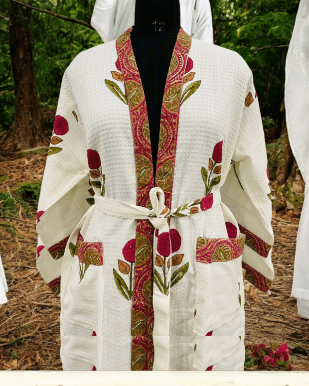 hand printed cottan kimono robe